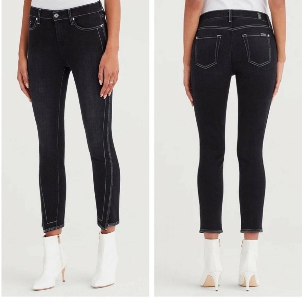 7 for All Mankind black ankle super skinny crop jeans 28 - Picture 3 of 15